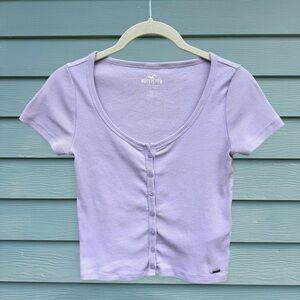 Hollister Lavender Button-Up Crop Top